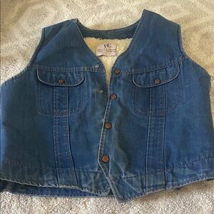 Vintage Dee Cee Brand DENIM VEST with Sherpa Lining.  XL Rare